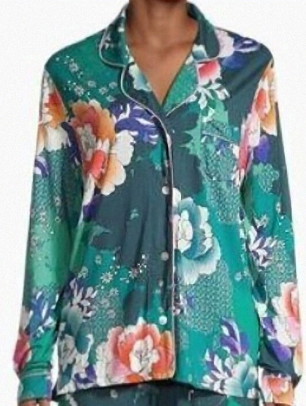 Johnny Was Tura Long Sleeve Sleep Shirt Floral Pajama Top XXL NWT